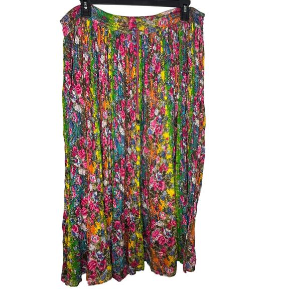 Short Circuit Vintage Floral Drawstring Midi Skirt One-Size Multicolor Flowy - Picture 1 of 6